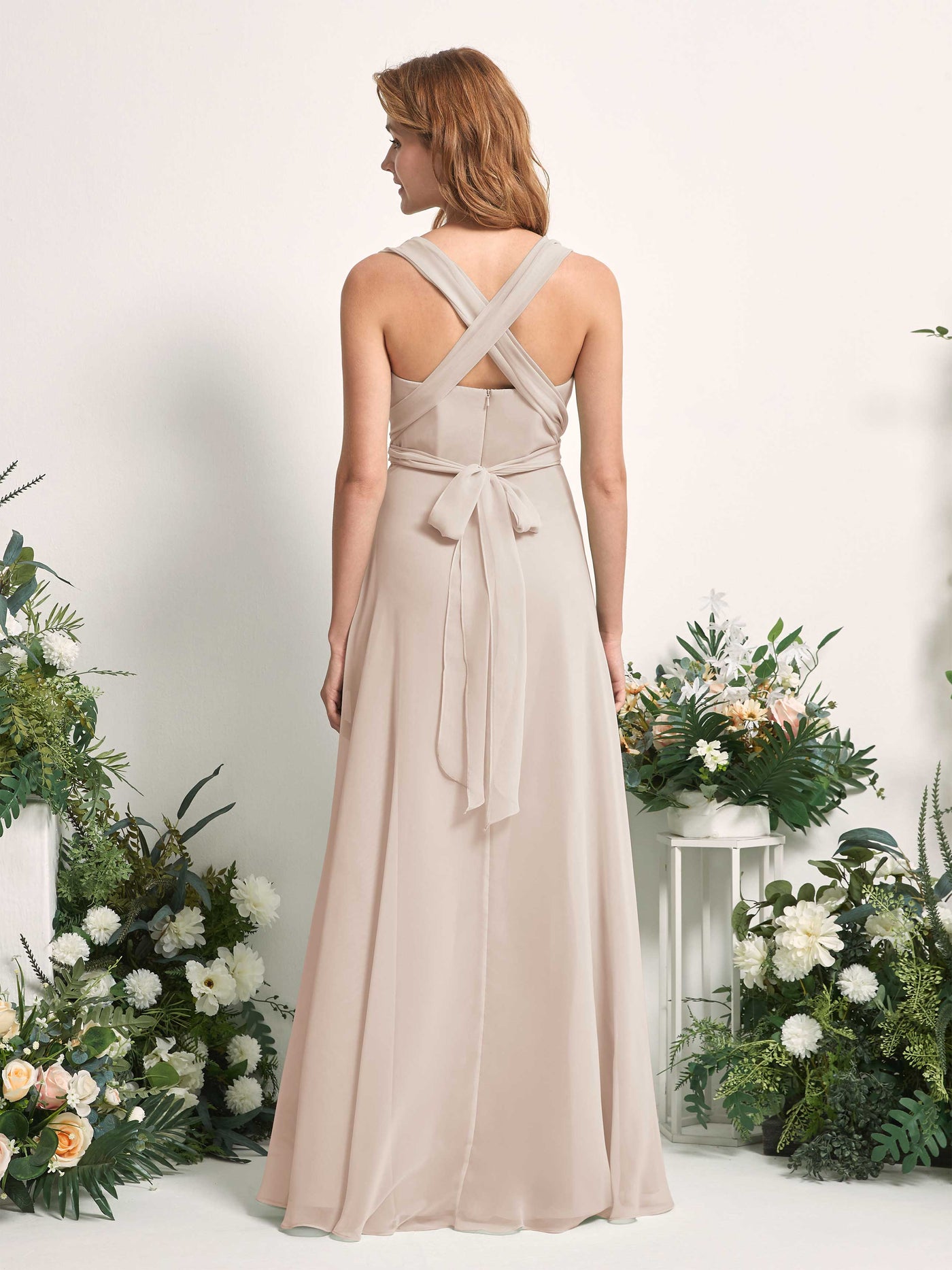 Carlyna Robe de demoiselle d'honneur Trapèze Col coeur Longueur ras du sol Champagne #couleur_champagne