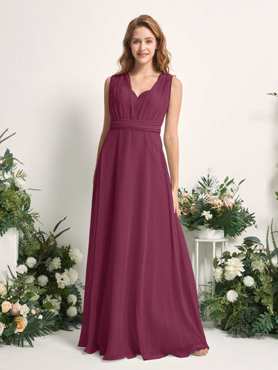 Carlyna Robe de demoiselle d'honneur Trapèze Col coeur Longueur ras du sol Chianti #couleur_chianti