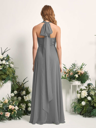 Carlyna Robe de demoiselle d'honneur Trapèze Col coeur Longueur ras du sol Gris Acier #couleur_gris-acier