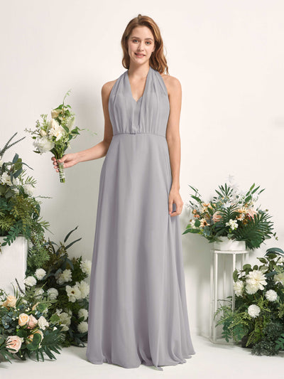 Carlyna Robe de demoiselle d'honneur Trapèze Col coeur Longueur ras du sol Gris Boussole #couleur_gris-boussole