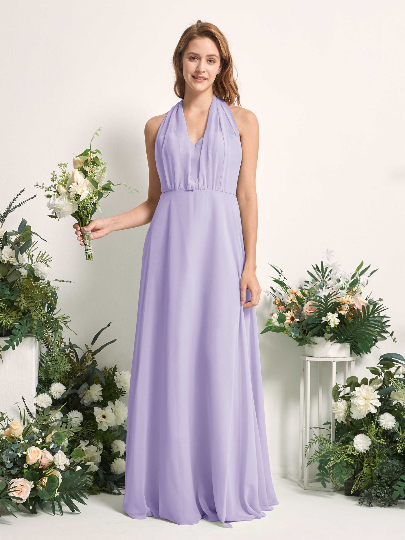 Carlyna Robe de demoiselle d'honneur Trapèze Col coeur Longueur ras du sol Lilas #couleur_lilas