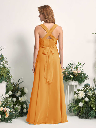 Carlyna Robe de demoiselle d'honneur Trapèze Col coeur Longueur ras du sol Mangue #couleur_mangue