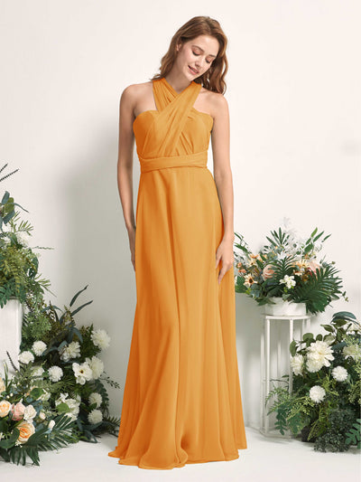 Carlyna Robe de demoiselle d'honneur Trapèze Col coeur Longueur ras du sol Mangue #couleur_mangue