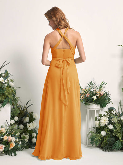 Carlyna Robe de demoiselle d'honneur Trapèze Col coeur Longueur ras du sol Mangue #couleur_mangue