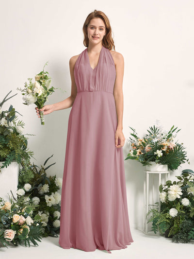 Carlyna Robe de demoiselle d'honneur Trapèze Col coeur Longueur ras du sol Mauve Vintage #couleur_mauve-vintage
