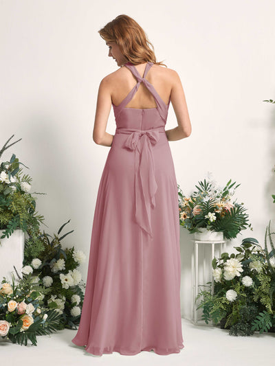 Carlyna Robe de demoiselle d'honneur Trapèze Col coeur Longueur ras du sol Mauve Vintage #couleur_mauve-vintage