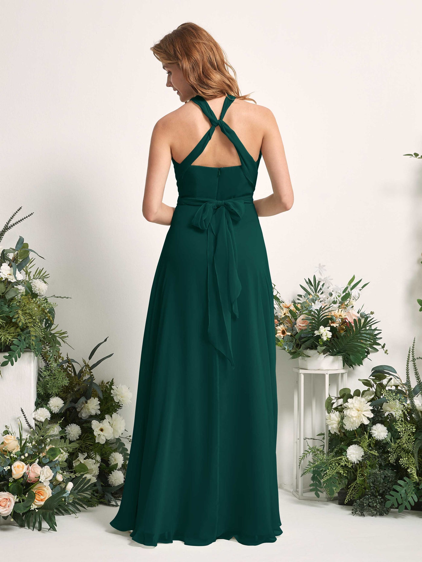 Carlyna Robe de demoiselle d'honneur Trapèze Col coeur Longueur ras du sol Émeraude Foncé #couleur_meraude-fonc