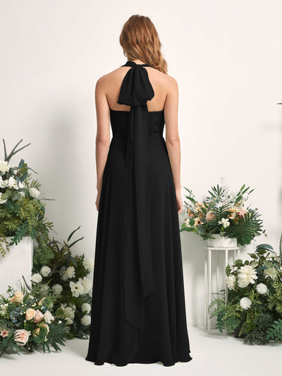 Carlyna Robe de demoiselle d'honneur Trapèze Col coeur Longueur ras du sol Noir #couleur_noir