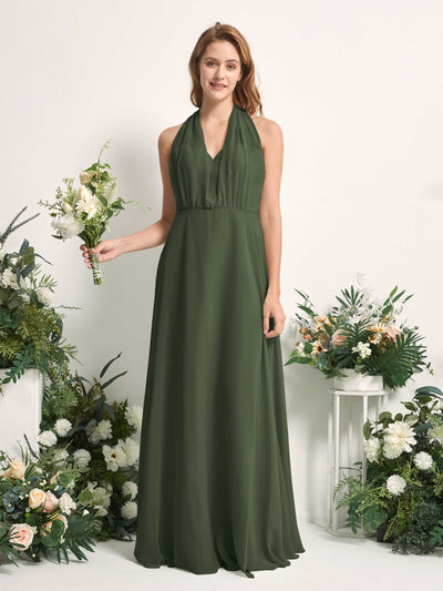 Carlyna Robe de demoiselle d'honneur Trapèze Col coeur Longueur ras du sol Olive Martini #couleur_olive-martini