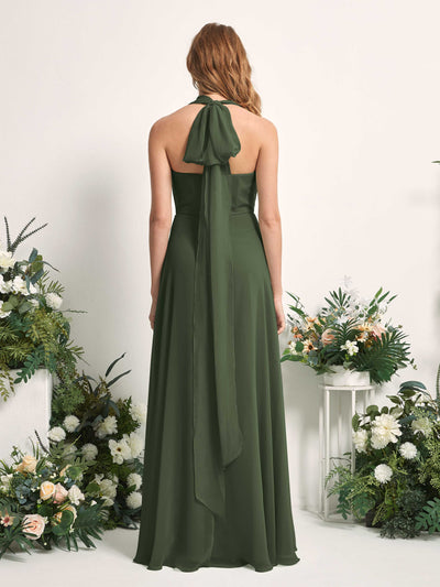 Carlyna Robe de demoiselle d'honneur Trapèze Col coeur Longueur ras du sol Olive Martini #couleur_olive-martini