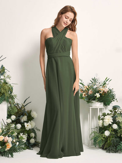 Carlyna Robe de demoiselle d'honneur Trapèze Col coeur Longueur ras du sol Olive Martini #couleur_olive-martini