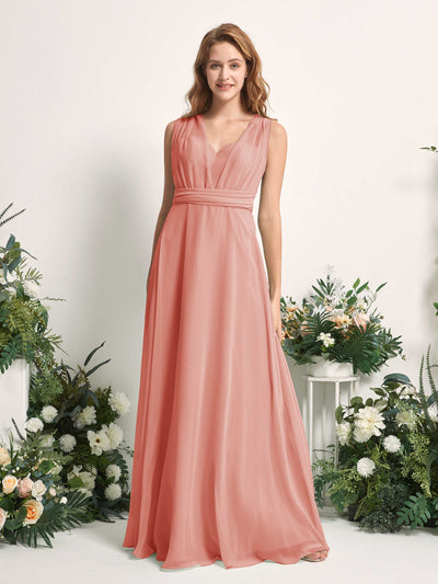 Carlyna Robe de demoiselle d'honneur Trapèze Col coeur Longueur ras du sol Rose Champagne #couleur_rose-champagne