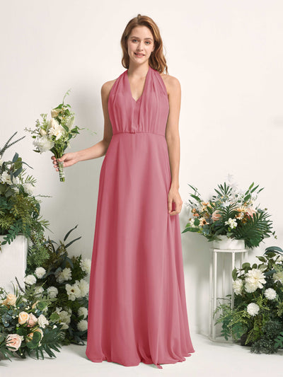 Carlyna Robe de demoiselle d'honneur Trapèze Col coeur Longueur ras du sol Rose Du Désert #couleur_rose-du-d-sert