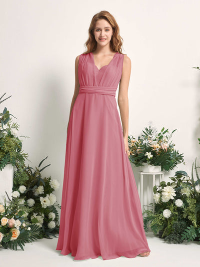 Carlyna Robe de demoiselle d'honneur Trapèze Col coeur Longueur ras du sol Rose Du Désert #couleur_rose-du-d-sert