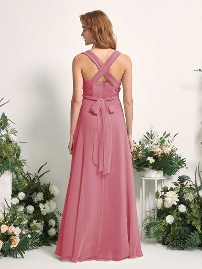 Carlyna Robe de demoiselle d'honneur Trapèze Col coeur Longueur ras du sol Rose Du Désert #couleur_rose-du-d-sert