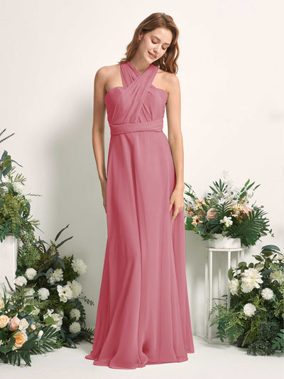 Carlyna Robe de demoiselle d'honneur Trapèze Col coeur Longueur ras du sol Rose Du Désert #couleur_rose-du-d-sert