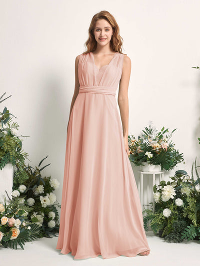 Carlyna Robe de demoiselle d'honneur Trapèze Col coeur Longueur ras du sol Rose Perle #couleur_rose-perle
