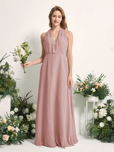 Carlyna Robe de demoiselle d'honneur Trapèze Col coeur Longueur ras du sol Rose Poussiéreux #couleur_rose-poussi-reux