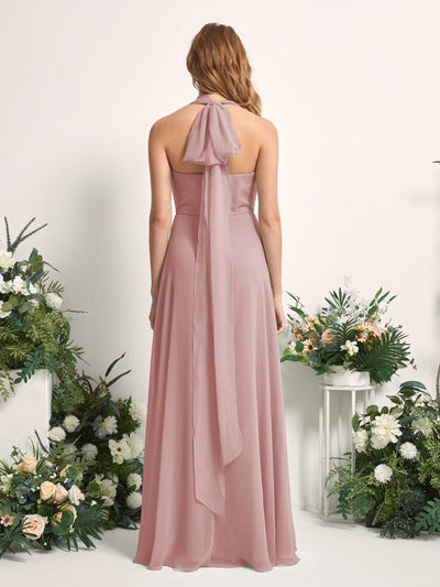 Carlyna Robe de demoiselle d'honneur Trapèze Col coeur Longueur ras du sol Rose Poussiéreux #couleur_rose-poussi-reux
