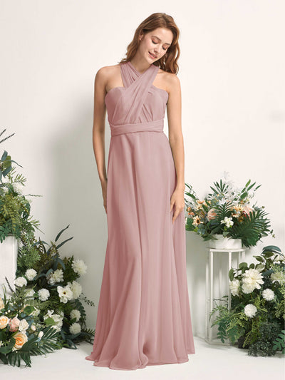 Carlyna Robe de demoiselle d'honneur Trapèze Col coeur Longueur ras du sol Rose Poussiéreux #couleur_rose-poussi-reux