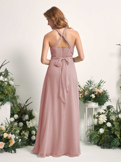 Carlyna Robe de demoiselle d'honneur Trapèze Col coeur Longueur ras du sol Rose Poussiéreux #couleur_rose-poussi-reux