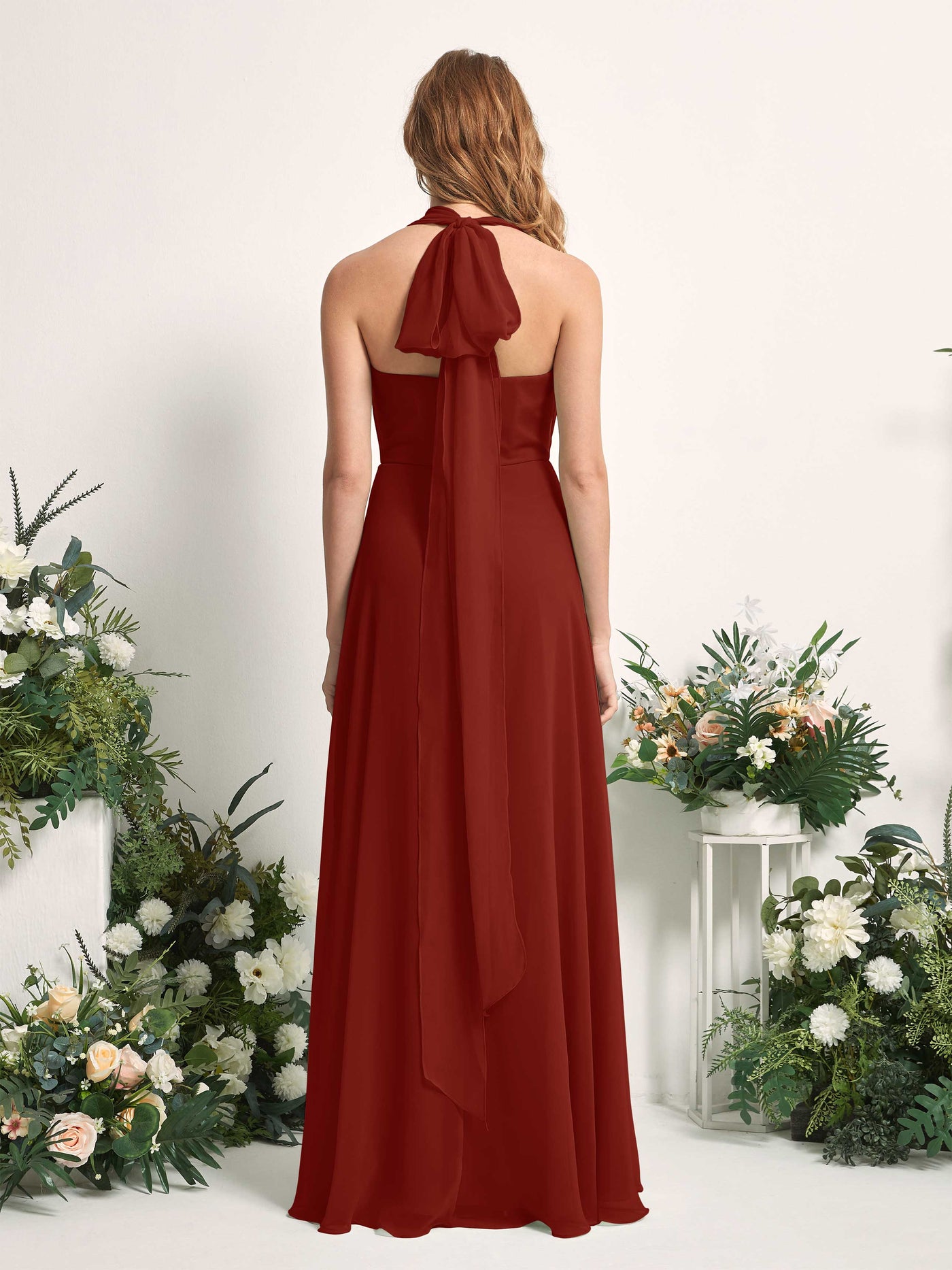 Carlyna Robe de demoiselle d'honneur Trapèze Col coeur Longueur ras du sol Rouille #couleur_rouille