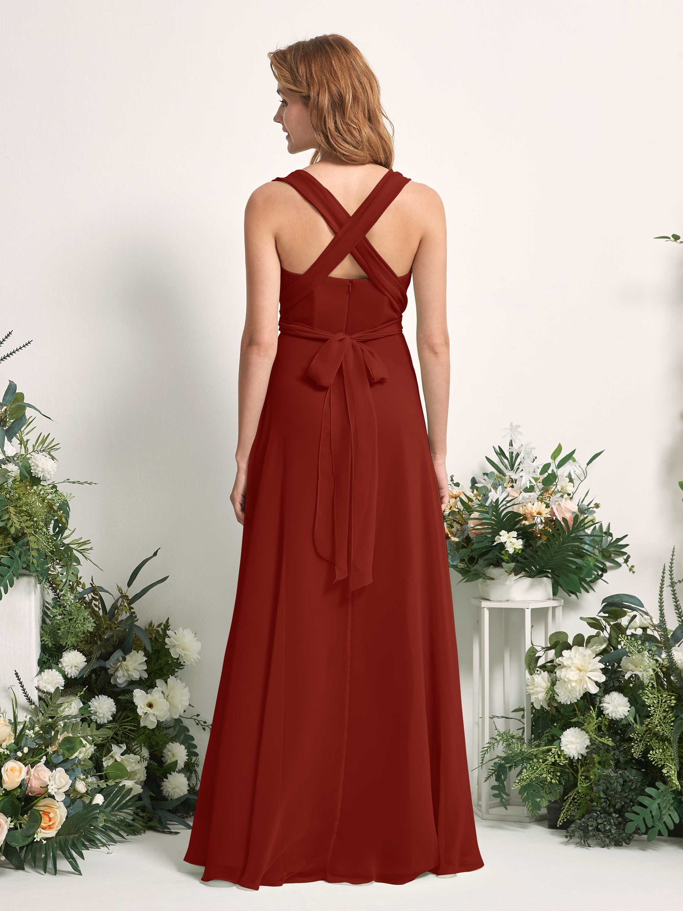 Carlyna Robe de demoiselle d'honneur Trapèze Col coeur Longueur ras du sol Rouille #couleur_rouille