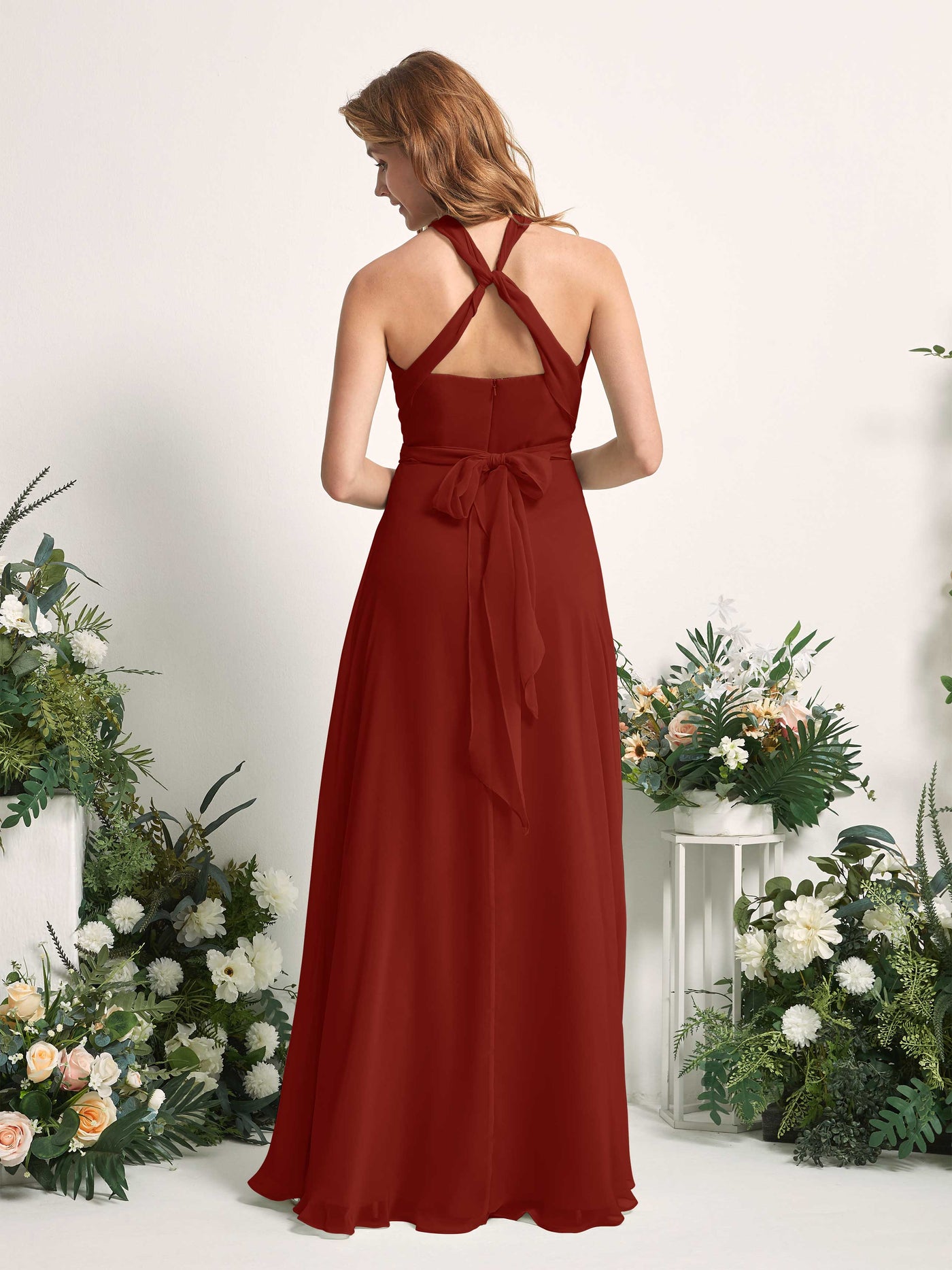 Carlyna Robe de demoiselle d'honneur Trapèze Col coeur Longueur ras du sol Rouille #couleur_rouille