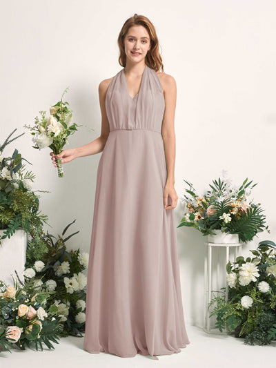 Carlyna Robe de demoiselle d'honneur Trapèze Col coeur Longueur ras du sol Taupe #couleur_taupe