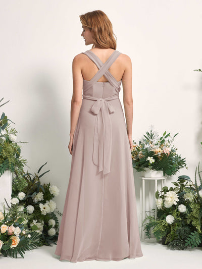 Carlyna Robe de demoiselle d'honneur Trapèze Col coeur Longueur ras du sol Taupe #couleur_taupe