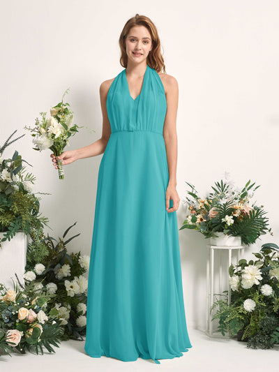 Carlyna Robe de demoiselle d'honneur Trapèze Col coeur Longueur ras du sol Turquoise #couleur_turquoise