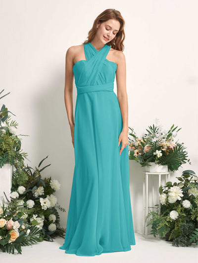 Carlyna Robe de demoiselle d'honneur Trapèze Col coeur Longueur ras du sol Turquoise #couleur_turquoise