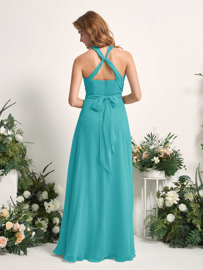 Carlyna Robe de demoiselle d'honneur Trapèze Col coeur Longueur ras du sol Turquoise #couleur_turquoise