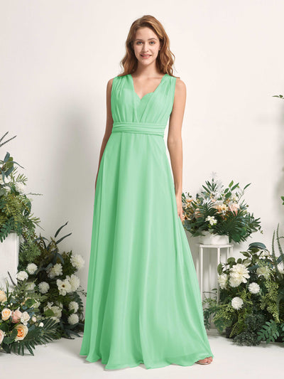 Carlyna Robe de demoiselle d'honneur Trapèze Col coeur Longueur ras du sol Vert Menthe #couleur_vert-menthe