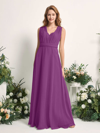 Carlyna Robe de demoiselle d'honneur Trapèze Col coeur Longueur ras du sol Violet #couleur_violet