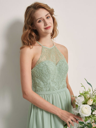 Carlyna Robe de demoiselle d'honneur trapèze colle illusion longueur sol Vert Sauge Foncé #couleur_vert-sauge-fonc