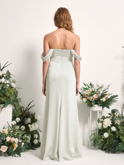 Carlyna Robe demoiselle d'honneur sirène épaule dénudée froncé longueur ras du sol Ivoire #couleur_ivoire