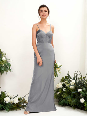 Carlyna Robe fourreau en satin col cœur longueur ras du sol demoiselle d'honneur Gris Acier #couleur_gris-acier