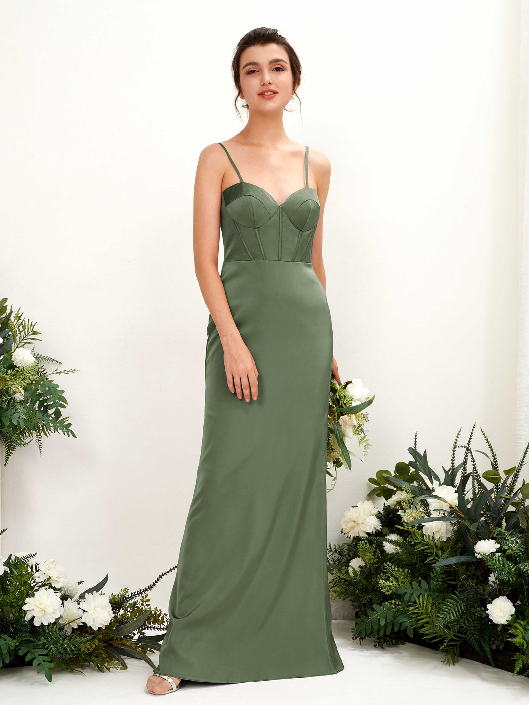 Carlyna Robe fourreau en satin col cœur longueur ras du sol demoiselle d&