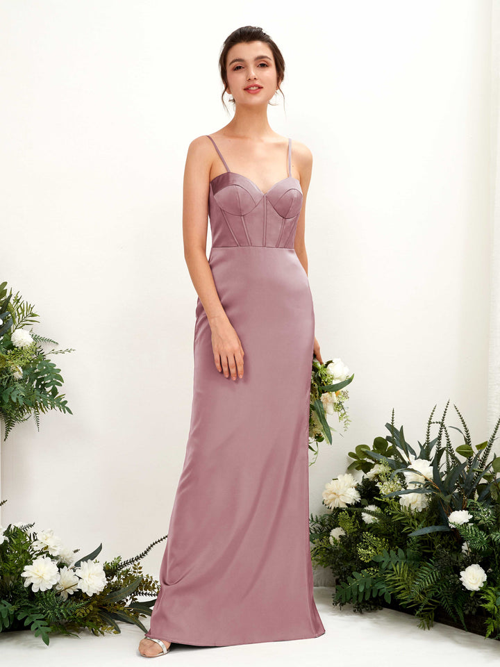 Carlyna Robe fourreau en satin col cœur longueur ras du sol demoiselle d&