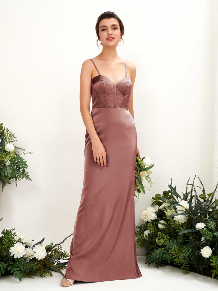 Carlyna Robe fourreau en satin col cœur longueur ras du sol demoiselle d&
