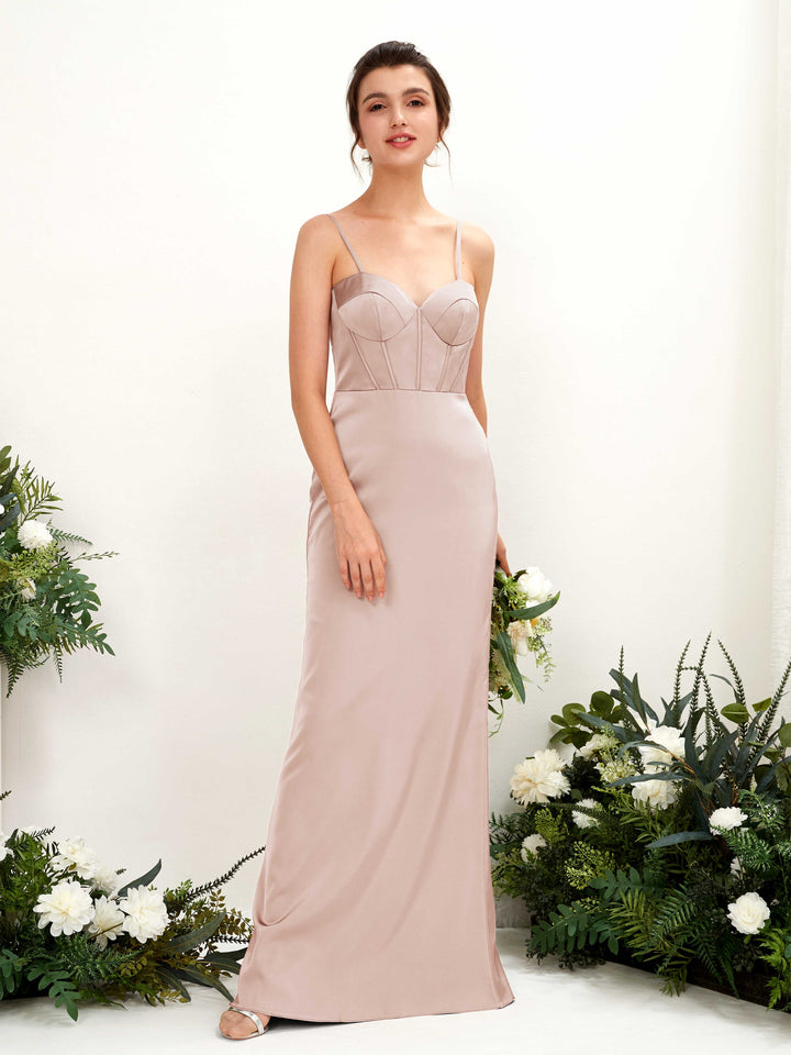 Carlyna Robe fourreau en satin col cœur longueur ras du sol demoiselle d&