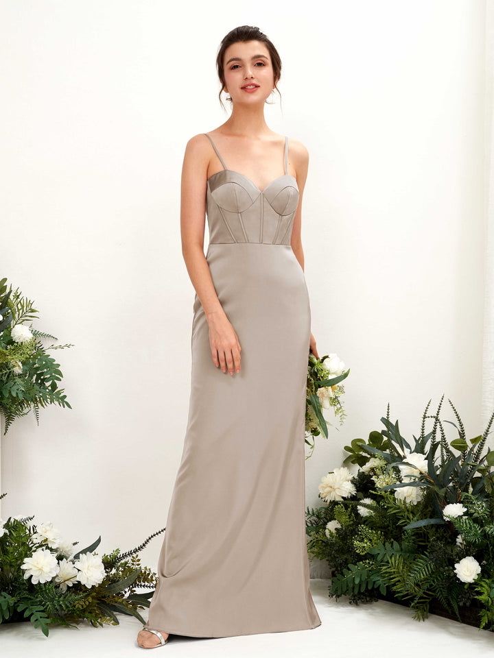 Carlyna Robe fourreau en satin col cœur longueur ras du sol demoiselle d&