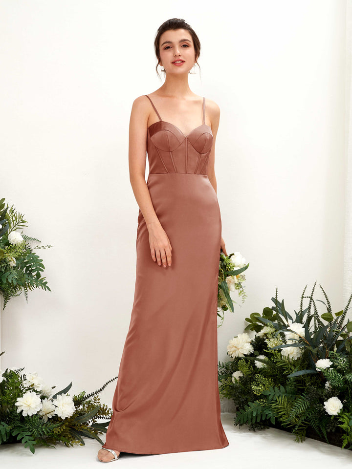 Carlyna Robe fourreau en satin col cœur longueur ras du sol demoiselle d&