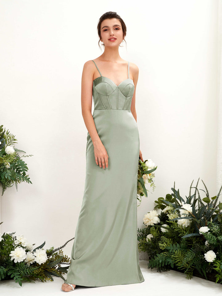 Carlyna Robe fourreau en satin col cœur longueur ras du sol demoiselle d&