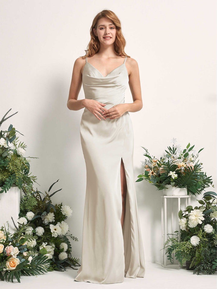 Carlyna Robe sirène Col V Longueur ras du sol Satin pour demoiselles d&