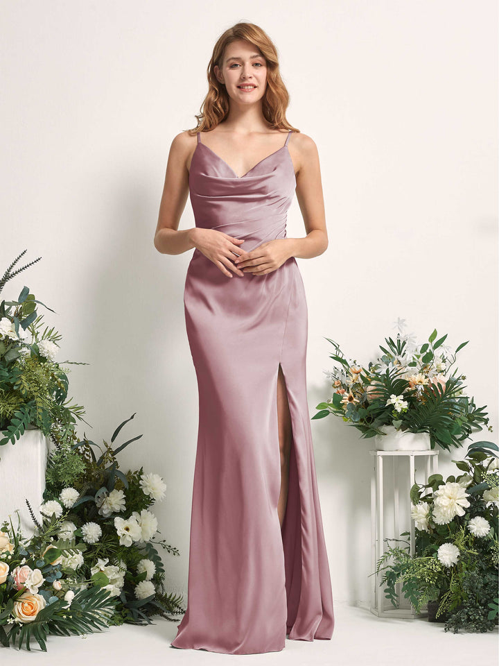 Carlyna Robe sirène Col V Longueur ras du sol Satin pour demoiselles d&