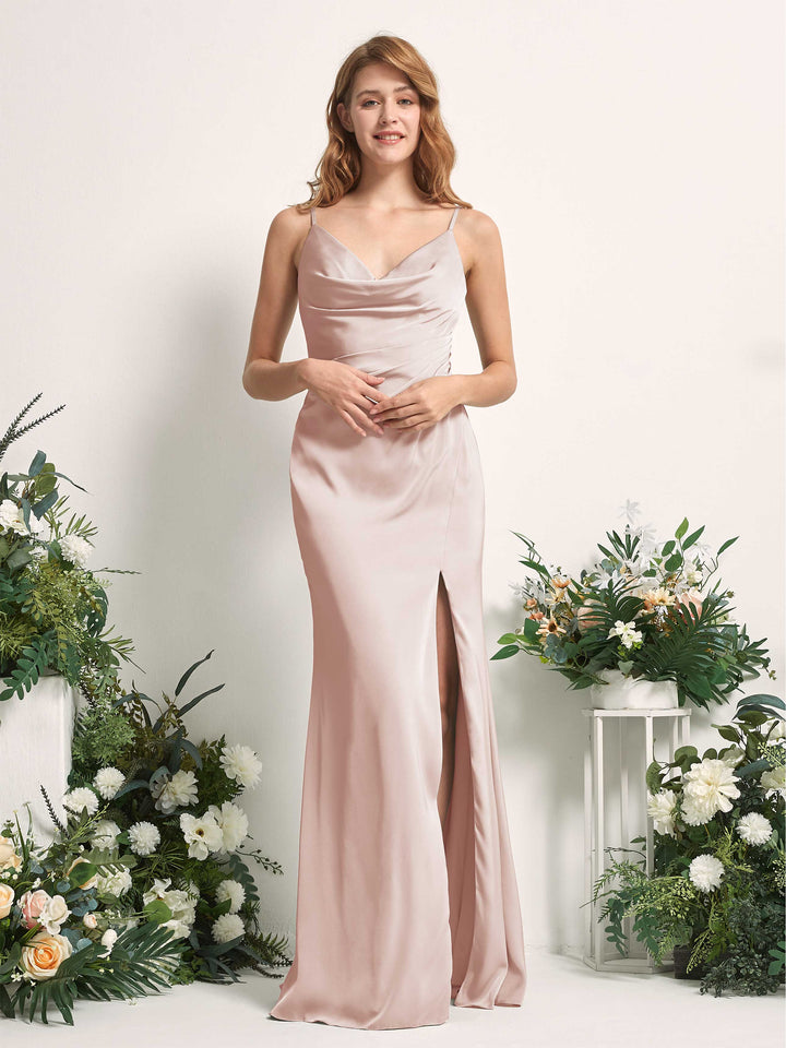 Carlyna Robe sirène Col V Longueur ras du sol Satin pour demoiselles d&
