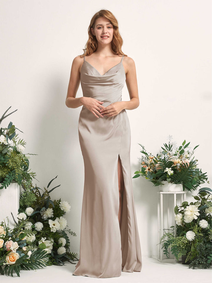 Carlyna Robe sirène Col V Longueur ras du sol Satin pour demoiselles d&