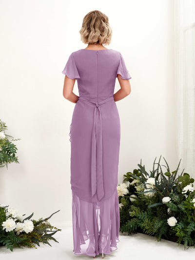 Carlyna Robe sirène col V manches papillon longueur sol Brume Orchidée #couleur_brume-orchid-e